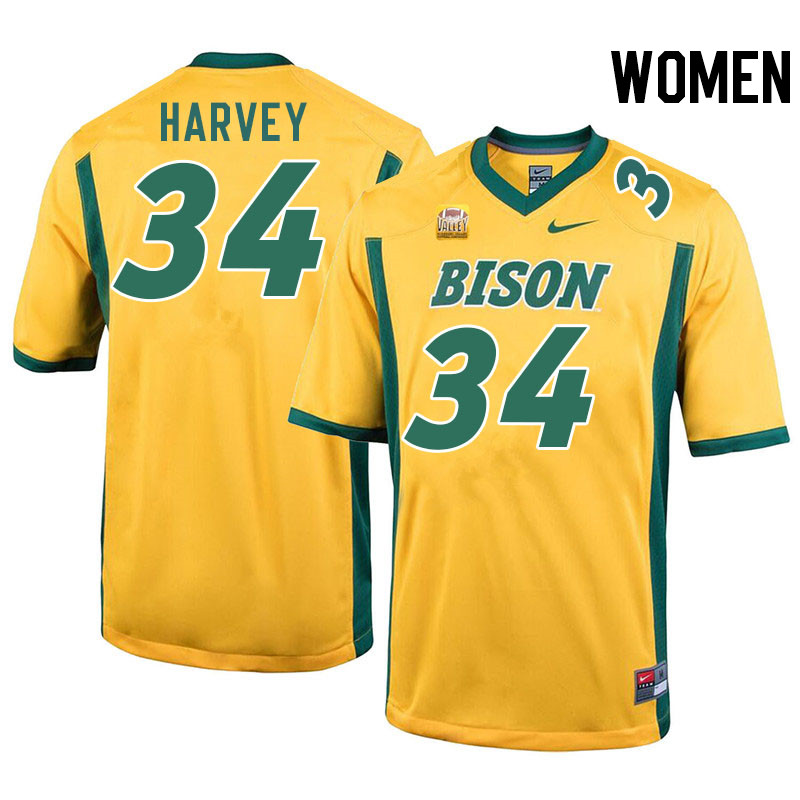 Women #34 Jonathan Harvey North Dakota State Bison College Football Jerseys Stitched-Yellow